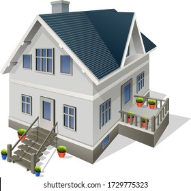 two story house vector, building, architecture.