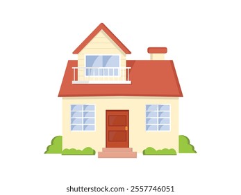 two story house vector flat design