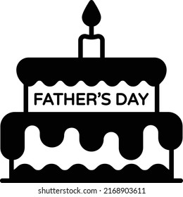 Two story pastry cake with candle Vector Icon Design, Happy Fathers Day Symbol, Dads Gift Elements Sign, Parents Day Stock illustration, father birthday celebration cake Concept