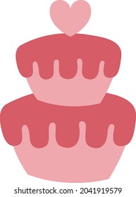Two story wedding cake, illustration, vector, on a white background.