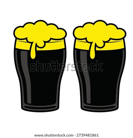 Two stout pints cheers icon, St Patricks pub night poster, beer tasting session, responsible drinking reminder, live music lineup