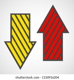 Two straight arrow ribbon. 2 direction right banner shape. Trend arrow stripe form flat icon. Index location. Pointer position. Marker standing. Indicator destination. Origami pointrs design shape set