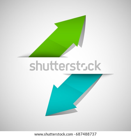 Two straight arrow ribbon. 2 direction right banner shape. Trend arrow stripe form, flat icon