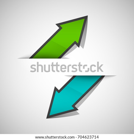 Two straight arrow ribbon. 2 direction right banner shape. Trend arrow stripe form, flat icon