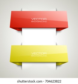 Two straight arrow ribbon banner. 2 direction right banner shape background. Trend arrow stripe form, flat icon backdrop