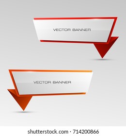 Two straight arrow ribbon banner. 2 direction right banner shape background. Trend arrow stripe form, flat icon backdrop