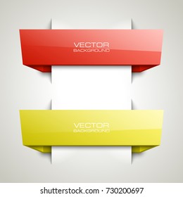 Two straight arrow ribbon banner. 2 direction right banner shape background. Trend arrow stripe form, flat icon backdrop