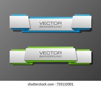 Two straight arrow ribbon banner. 2 direction right banner shape background. Trend arrow stripe form, flat icon backdrop