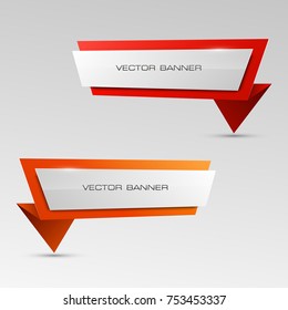 Two straight arrow ribbon banner. 2 direction right banner shape background. Trend arrow stripe form, flat icon backdrop