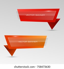 Two straight arrow ribbon banner. 2 direction right banner shape background. Trend arrow stripe form, flat icon backdrop