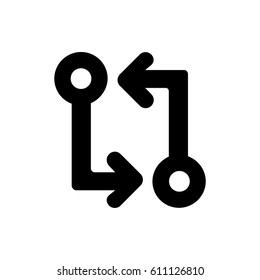 Two straight arrows squared icon