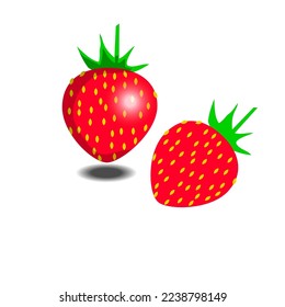 Two strawberries in two different circumstances in the form pf illustration