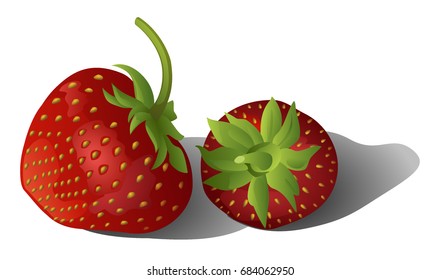 Two strawberries isolated