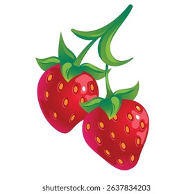 Two Strawberries Isolated on white background 