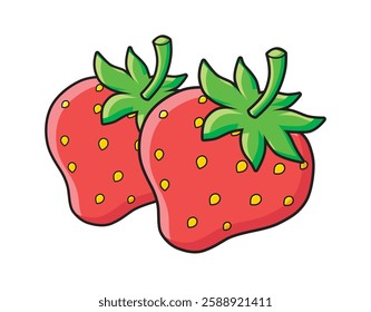 Two strawberries isolated vector illustration