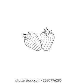 Two strawberries line icon. linear style sign for mobile concept and web design. Strawberry fruit outline vector icon. Symbol, logo illustration. Vector graphics