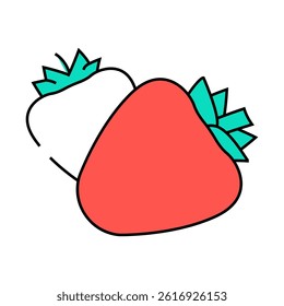 two strawberries line icon vector. two strawberries sign. isolated symbol illustration