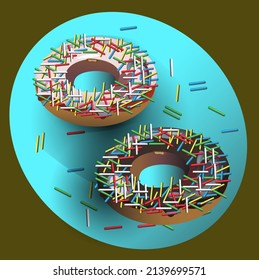 Two strawberry and chocolate flavored donuts