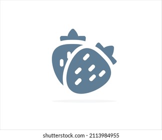 Two Strawberry icon vector. Outline fruit , line strawberry symbol. Trendy flat ui sign design. Thin linear graphic pictogram for web site, mobile application. Logo illustration