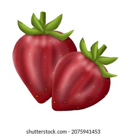 Two strawberry isolated on white background. Vector illustration.