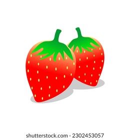  two strawberry isolated on white background