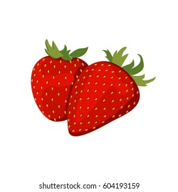 Two strawberrys on white