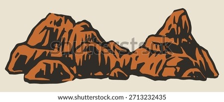 Two striking rock formations stand prominently against a soft backdrop. Their warm tones reflect the glow of sunset creating a peaceful nature scene filled with texture.