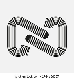 two striped arrows opposite each other