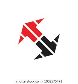 two stripes arrow symbol logo vector