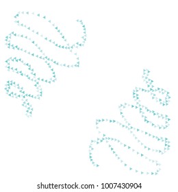 Two Stripes of Blue Confetti in the Form of Triangles on White Background