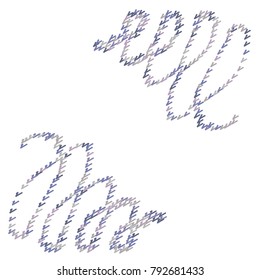Two Stripes of Blue Confetti on White Background