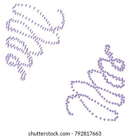 Two Stripes of Blue Confetti on White Background