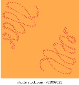 Two Stripes of Red Triangular Confetti on Orange Background