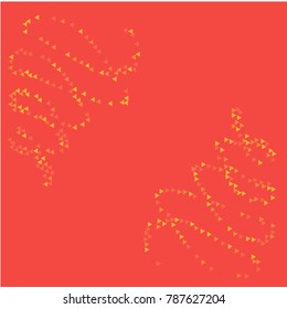 Two Stripes of Yellow Confetti on Pink Background