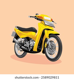 Two Stroke Motorcycle Bike Colorful Detailed Vector