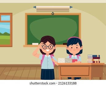 two students girls characters scene