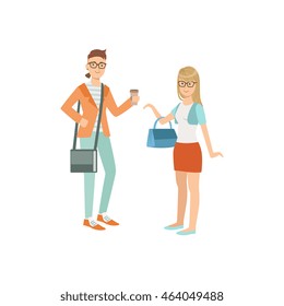 Two Students In Hipster Trendy Outfits