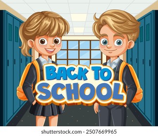 Dos estudiantes en el pasillo de una escuela