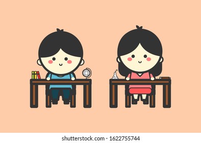 Two students sitting on the desk