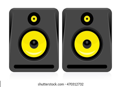 Two studio audio monitors. Vector illustration.