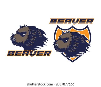 two style of beaver head logo vector illustration 