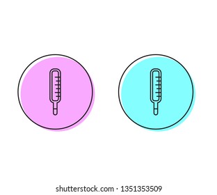 Two style illustration, pink and cyan Thermometer icon design related to meteorology, hot and cool, warm and freeze.