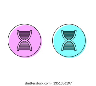 Two style illustration, pink and cyan DNA structure vector icon. Genes symbol