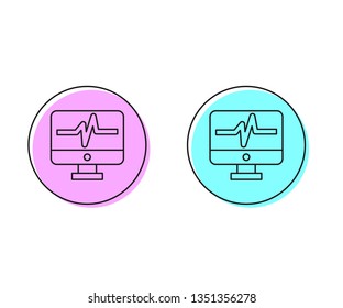 Two style illustration, pink and cyan Monitoring heart beat cardiogram icon for web, mobile and infographics.