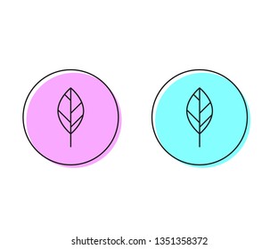 Two style illustration, pink and cyan Leaf Vector Icon. Ecology concept