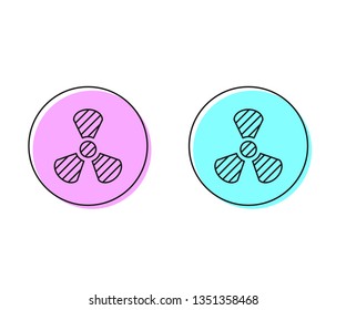 Two style illustration, pink and cyan The radiation icon. Radiation symbol.