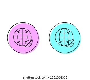 Two style illustration, pink and cyan Eco planet icon, mockup save planet logo