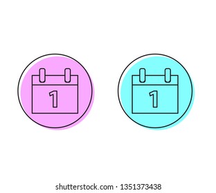 Two style illustration, pink and cyan Calendar Icon. Calendar on the wall