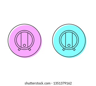 Two style illustration, pink and cyan Barrel of beer icon. Bar concept
