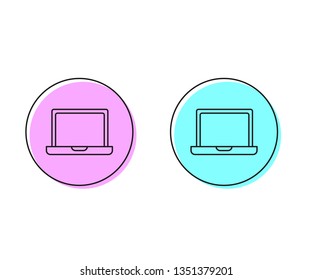 Two style illustration, pink and cyan Laptop Icon. Computer symbol for your web site design